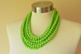 Green Yellow Acrylic Lucite Bead Chunky Multi Strand Statement Necklace - Alana