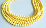 Light Yellow Acrylic Lucite Bead Chunky Multi Strand Statement Necklace - Michelle