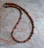 Wood Lava Rock Brown Black Mens Beaded Surfer Necklace - Rocky