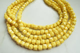 Yellow Acrylic Beaded Chunky Multi Strand Statement Necklace - Lexi