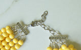 Light Yellow Acrylic Lucite Bead Chunky Multi Strand Statement Necklace - Michelle