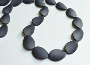 Long Black Beaded Matte Acrylic Womens Statement Necklace