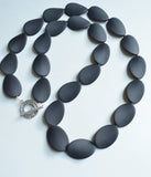 Long Black Beaded Matte Acrylic Womens Statement Necklace