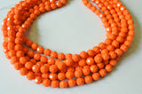 Orange Beaded Acrylic Lucite Multi Strand Statement Necklace - Evelyn