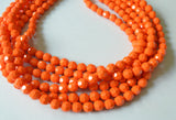 Orange Beaded Acrylic Lucite Multi Strand Statement Necklace - Evelyn