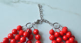 Red Acrylic Lucite Big Bead Chunky Multi Strand Necklace - Angelina