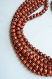 Orange Black Stripe Bead Acrylic Chunky Multi Strand Statement Necklace - Alana