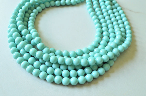 Caribbean Blue Green Acrylic Lucite Bead Chunky Multi Strand Statement Necklace - Alana