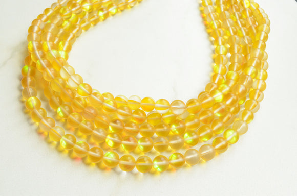 Yellow Iridescent Stone Beaded Chunky Multi Strand Statement Necklace - Alana