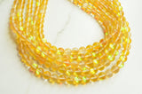 Yellow Iridescent Stone Beaded Chunky Multi Strand Statement Necklace - Alana