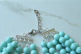 Blue Green Acrylic Lucite Bead Chunky Multi Strand Statement Necklace - Alana