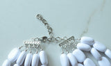White Acrylic Beaded Chunky Multi Strand Statement Necklace - Lauren