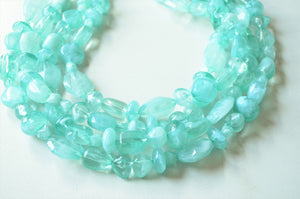 Aqua Blue Lucite Bead Acrylic Chunky Multi Strand Statement Necklace - Valerie