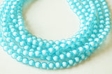 Aqua Light Blue Faceted Acrylic Beaded Multi Strand Statement Necklace - Angelina