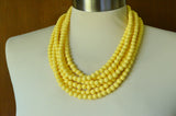 Light Yellow Acrylic Lucite Bead Chunky Multi Strand Statement Necklace - Michelle