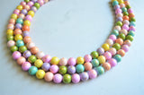 Pastel Multi Color Chunky Jade Beaded Statement Necklace - Jamie