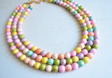 Pastel Multi Color Chunky Jade Beaded Statement Necklace - Jamie