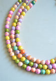 Pastel Multi Color Chunky Jade Beaded Statement Necklace - Jamie