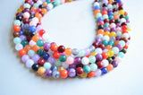 Multi Color Rainbow Acrylic Lucite Bead Chunky Statement Necklace - Alana