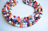 Multi Color Rainbow Acrylic Lucite Bead Chunky Statement Necklace - Alana