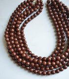 Brown Beaded Acrylic Chunky Multi Strand Statement Necklace - Angelina