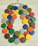 Multi Color Wood Chunky Wooden Multi Strand Statement Necklace - Charlotte