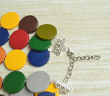 Multi Color Wood Chunky Wooden Multi Strand Statement Necklace - Charlotte