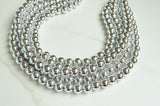 Silver Shiny Acrylic Beaded Chunky Multi Strand Statement Necklace - Alana