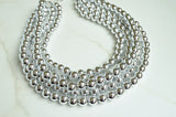 Silver Shiny Acrylic Beaded Chunky Multi Strand Statement Necklace - Alana