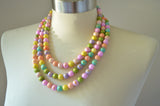 Pastel Multi Color Chunky Jade Beaded Statement Necklace - Jamie