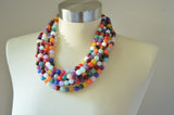 Multi Color Rainbow Acrylic Lucite Bead Chunky Statement Necklace - Alana