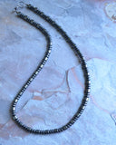 Hematite Gray Mens Stone Beaded Long Short Necklace - Garret