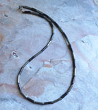Mens Black Gray Hematite Magnesite Beaded Long Choker Necklace - Wyatt