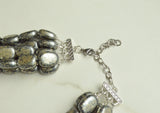 Pyrite Lucite Gray Acrylic Beaded Chunky Multi Strand Statement Necklace - Lauren