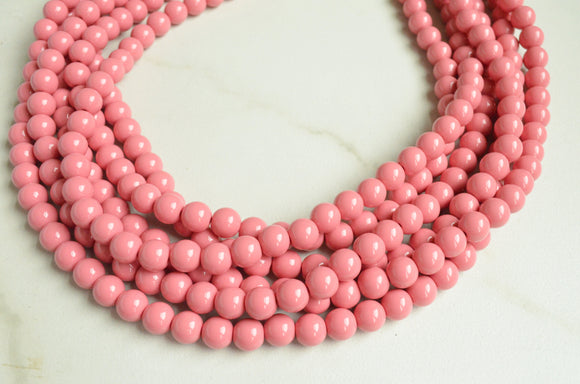 Rose Pink Acrylic Lucite Bead Chunky Statement Necklace - Alana