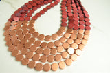Brown Copper Wood Bead Multi Strand Statement Necklace - Regan