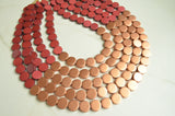 Brown Copper Wood Bead Multi Strand Statement Necklace - Regan