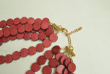 Brown Copper Wood Bead Multi Strand Statement Necklace - Regan