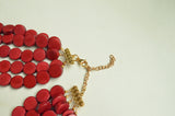 Garnet Red Gold Wood Beaded Multi Strand Statement Necklace - Regan