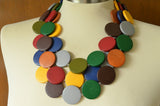 Multi Color Wood Chunky Wooden Multi Strand Statement Necklace - Charlotte
