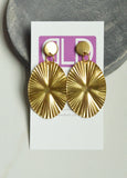 Gold Oval Big Metal Dangle Womens Statement Earrings