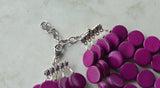 Purple Silver Wood Beaded Statement Chunky Multi Strand Necklace - Regan