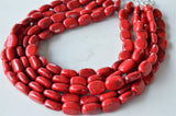 Red Beaded Lucite Big Chunky Multi Strand Statement Necklace - Lauren