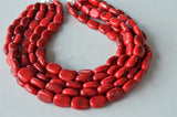 Red Beaded Lucite Big Chunky Multi Strand Statement Necklace - Lauren