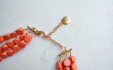 Orange Gold Beaded Wood Multi Strand Chunky Boho Statement Necklace - Lisa