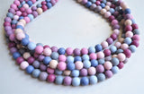 Multi Color Matte Acrylic Lucite Bead Chunky Multi Strand Statement Necklace - Alana