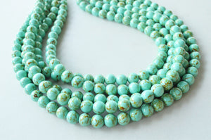 Green Turquoise Beaded Chunky Multi Strand Statement Necklace - Alana