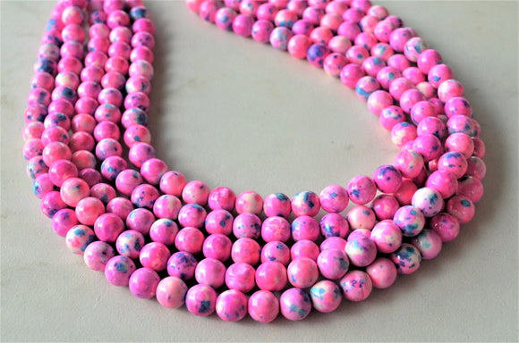 Double strand choker necklace - White, pink, silver beads, chain and star |  eDgE dEsiGn London
