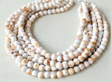 White Brown Acrylic Lucite Bead Chunky Multi Strand Womens Statement Necklace - Alana
