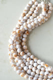 White Brown Acrylic Lucite Bead Chunky Multi Strand Womens Statement Necklace - Alana